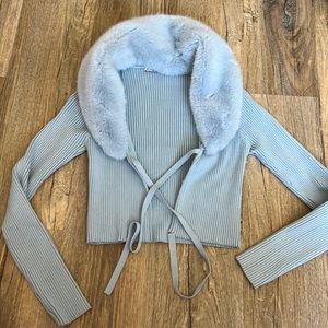 Zara blue fuzzy cardigan size M